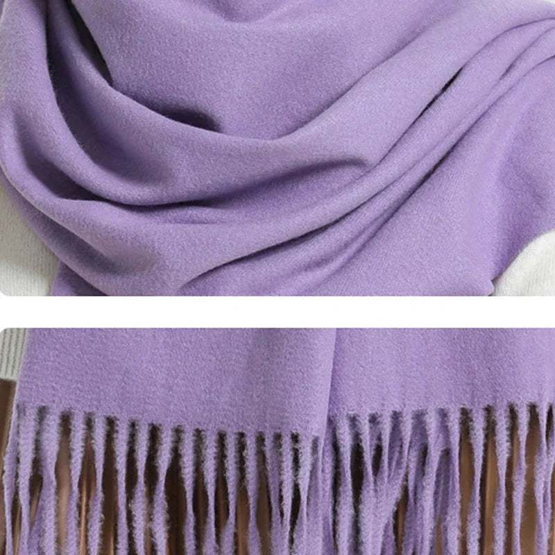 200*70cm Winter Fashion Female Cashmere Thick Wool Scarf Lady Warm Shawl Pure Colour UNISEX Pashmina Solid Wrap Women