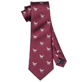 Barry.Wang Novelty Silk Men Tie Handkerchief Cufflinks Set Jacquard Animal Dinosaur Bat Gravat Necktie For Male Wedding Business