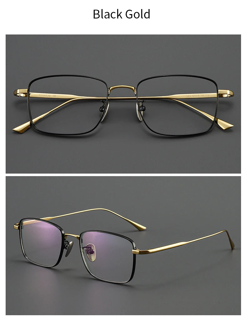 Xbora Men's Ultra-Light Pure Titanium Glasses Frame Business Square Flexible Optical Women's Prescription Eyelasses 1908