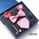 Brand Newest Design Silk Tie Set Handkerchief Pocket Squares Cufflink Bow Tie Clip Necktie Set Bussiness Wedding Suit Gift Box