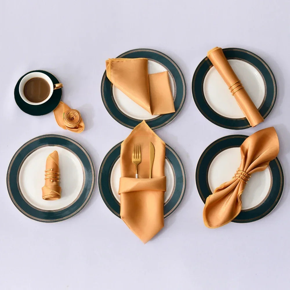 12Pcs 30X30cm Satin Table Napkin Soft Handkerchief Romantic Wedding Banquet Square Table Napkins Dinner Party Decoration