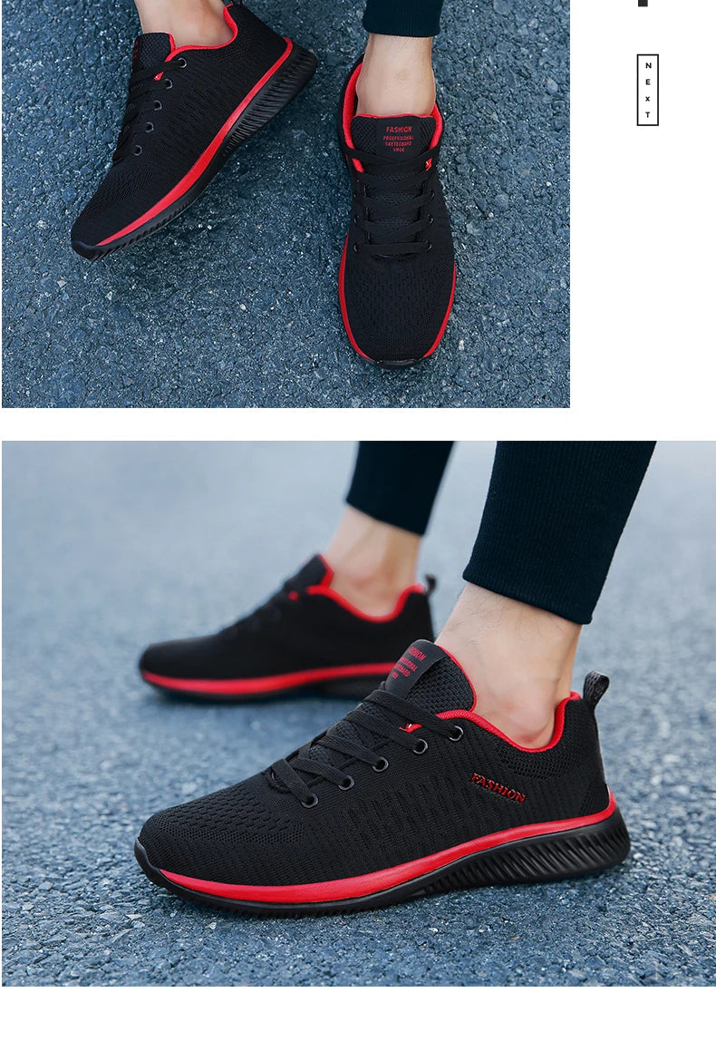 Men Running Sneakers Lightweight Athletic Shoes Classical Mesh Breathable Lace-up Outdoor Walking Shoes Male Tennis Shoes