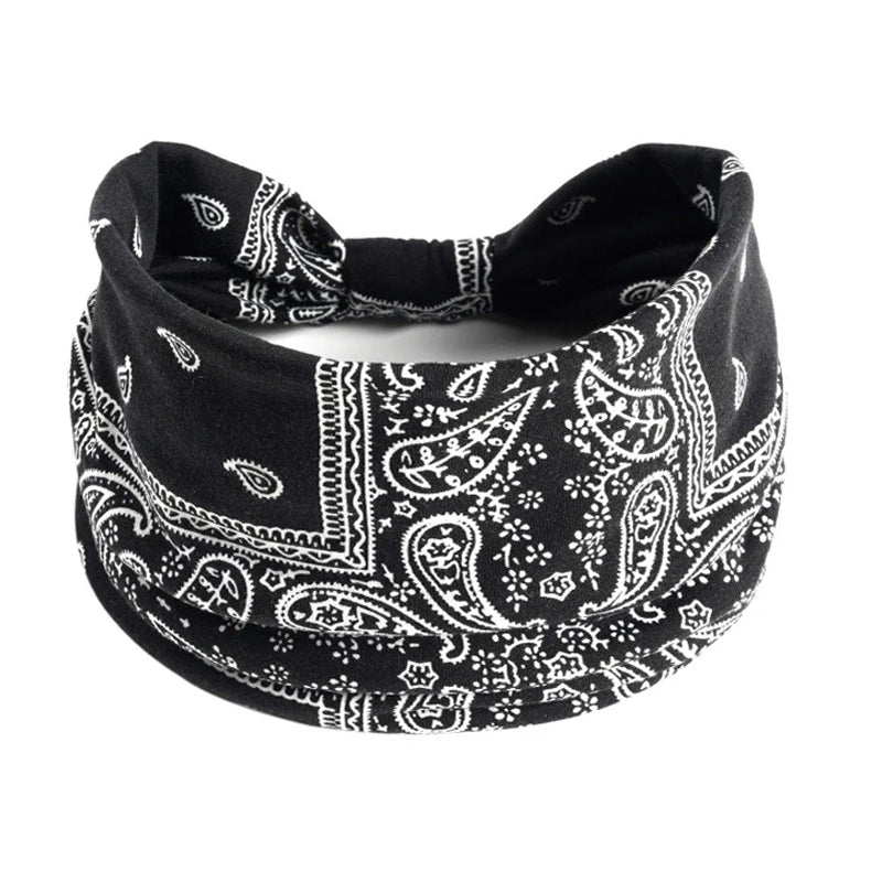 Wide Printed Bandanas Hairbands Boho Knot Turbans Yoga Elastic Head Wrap Women Headband Headwear Fashion Hair Band Accessories