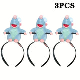 5PCS Headband Cartoon Mouse Hairband New Cartoon Plush Doll Headband French Wide-brim Hairpin Photo Headwear Creative Girl Gift