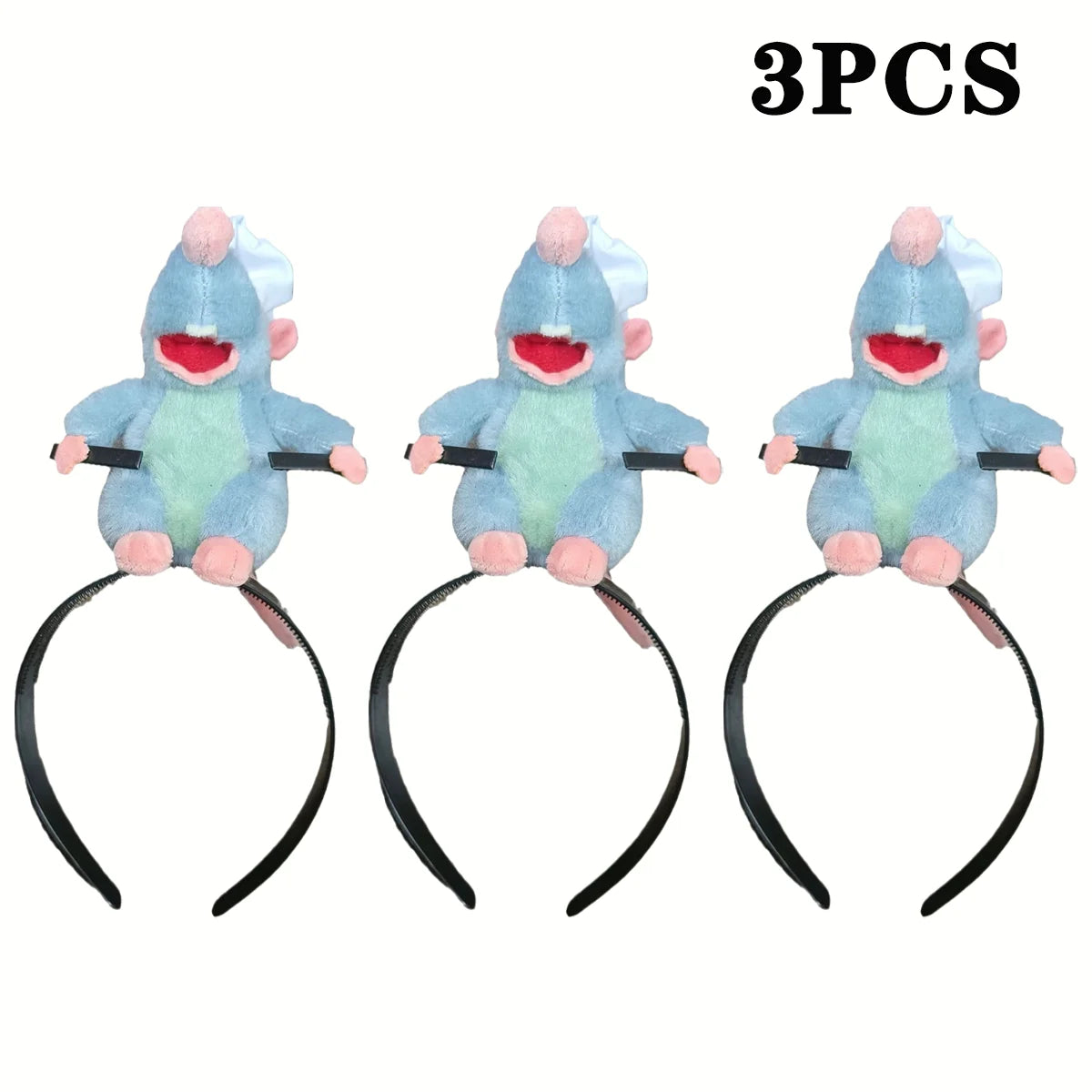 5PCS Headband Cartoon Mouse Hairband New Cartoon Plush Doll Headband French Wide-brim Hairpin Photo Headwear Creative Girl Gift