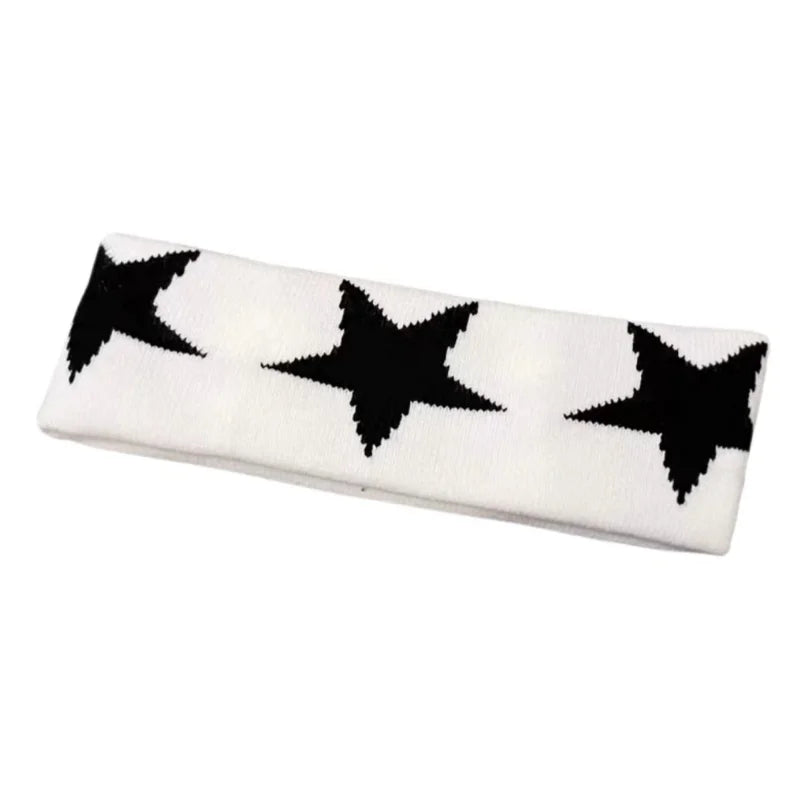 Star Embroidery Sports Headband for Running, Cycling, Yoga | Black Headbands for Women No Slip Soft Hair Accessories