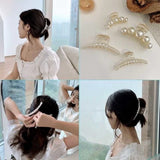 Simulated Pearl Hair Claws for Women Korean Acrylic Hair Clips Girls Large Size Barrette Shark Clip Fashion Hair Accessories