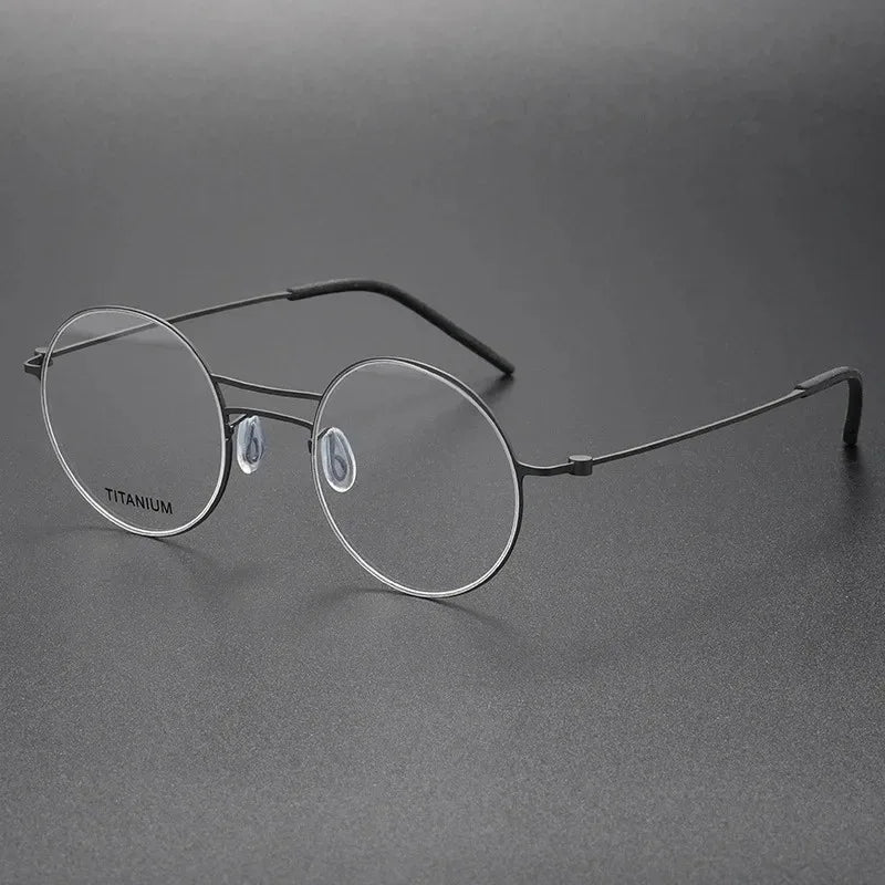 Handmade Round Titanium Glasses Frames 5518 Retro Men Double Beam Round No Screw Eyeglasses Denmark Brand Lightweight Women