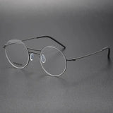 Handmade Round Titanium Glasses Frames 5518 Retro Men Double Beam Round No Screw Eyeglasses Denmark Brand Lightweight Women