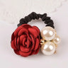Pearl Rose Flower Hair Elastics Bands Hair Ties Stretchy Rubber Hairbands Floral Headbands Scrunchies Ponytail Holder