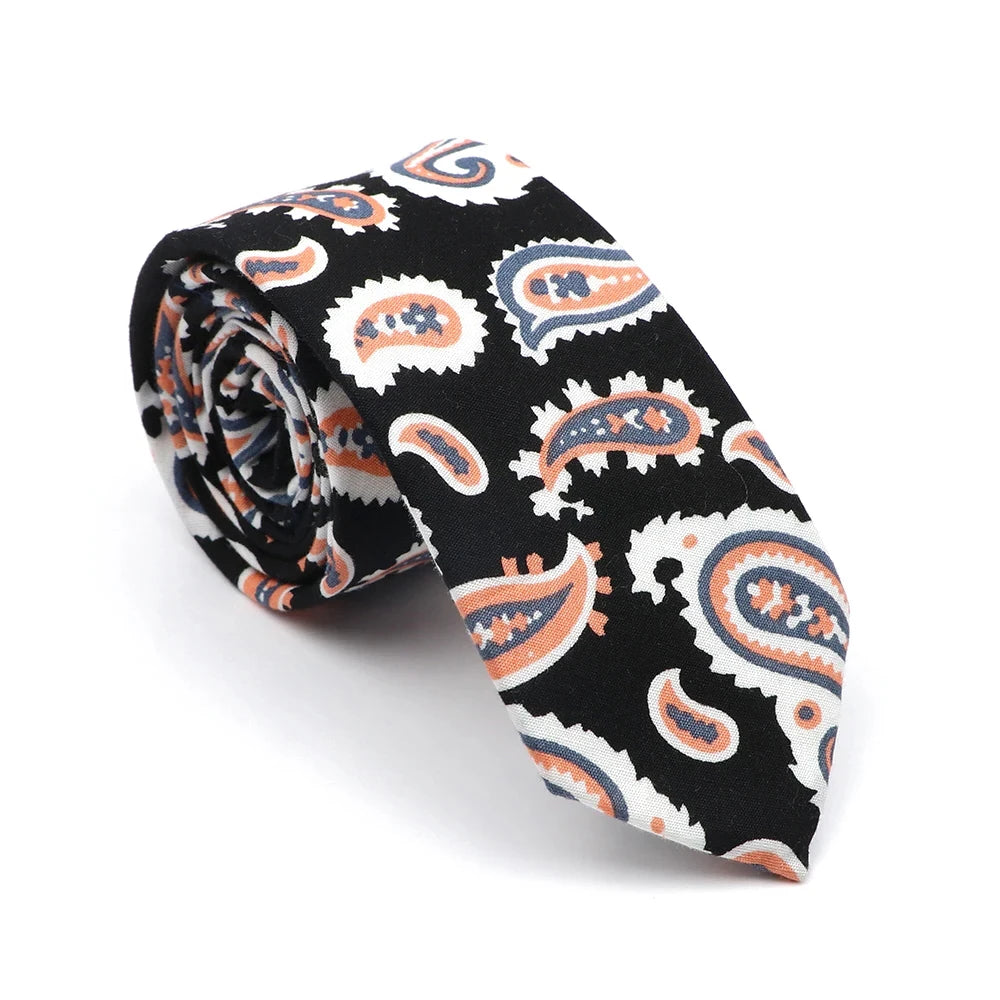 New Men's Floral Neck Ties Casual Cotton Slim Tie Skinny Wedding Party Suit Collar Flower Neckties Gravata Accessories Gift