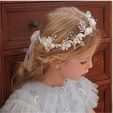 Elegant Girls Headband Imitated Pearl Hair Headdress Baby GirlsFlower Wreath Bride Garland Head Hoop Wedding Headbands Hair