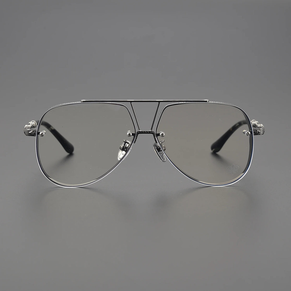 Anti Blue Light Lenses Titanium Eyeglass Frame Rectangular Full Frame Fashionable Carved Optical Prescription Glasses Unisex