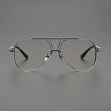 Anti Blue Light Lenses Titanium Eyeglass Frame Rectangular Full Frame Fashionable Carved Optical Prescription Glasses Unisex