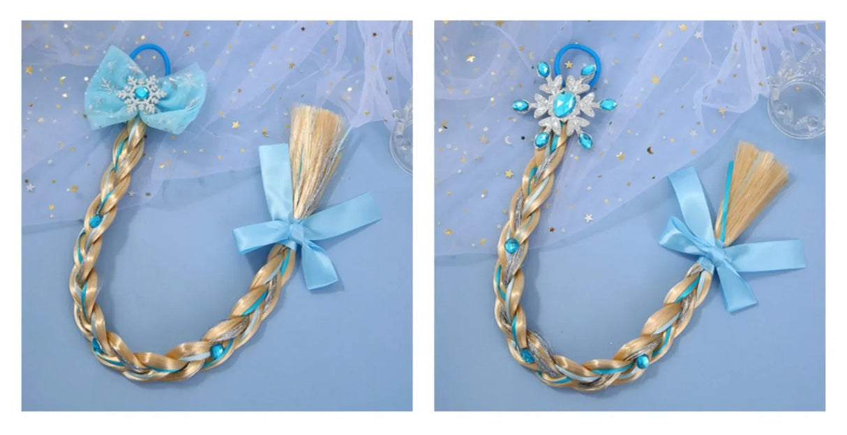Girls Snowflake Hair Bow Kids Rainbow Hair Tie Princess Accessories Toddler Snowflake Elastics Baby Accessories Hair Bands Braid