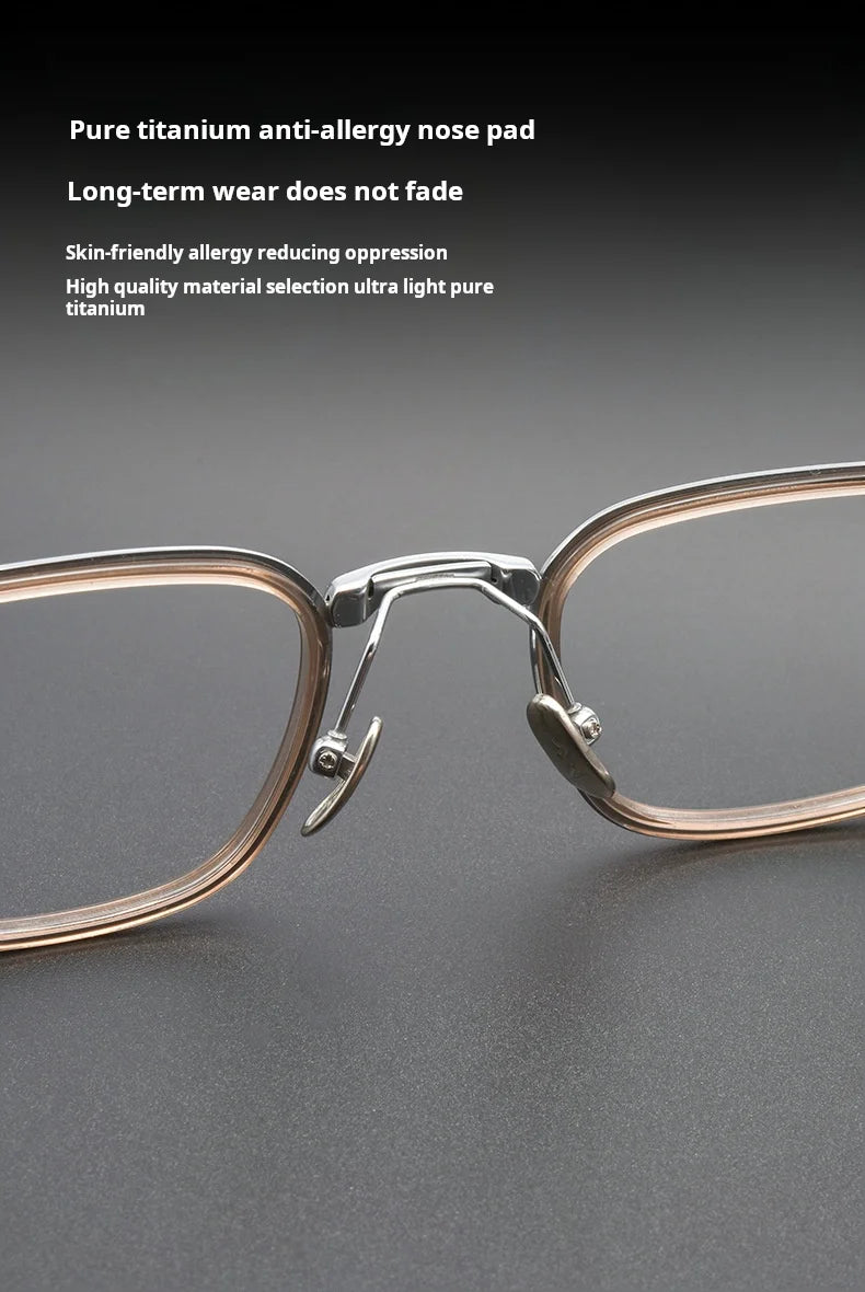 TFTB Retro All Pure Titanium Men's Glasses Luxury Square Small Framework Ultralight Optical Prescription Eyeglasses Frame 142mm