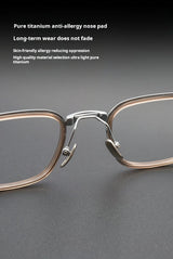 TFTB Retro All Pure Titanium Men's Glasses Luxury Square Small Framework Ultralight Optical Prescription Eyeglasses Frame 142mm