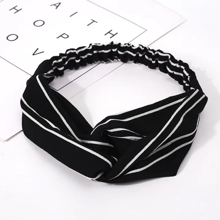 Fashion WomenFloral Headband Hair Accessories Leopard Cross Knotted Bow Chiffon Hair Band Girls Headdress Ladies Hoop Headwear