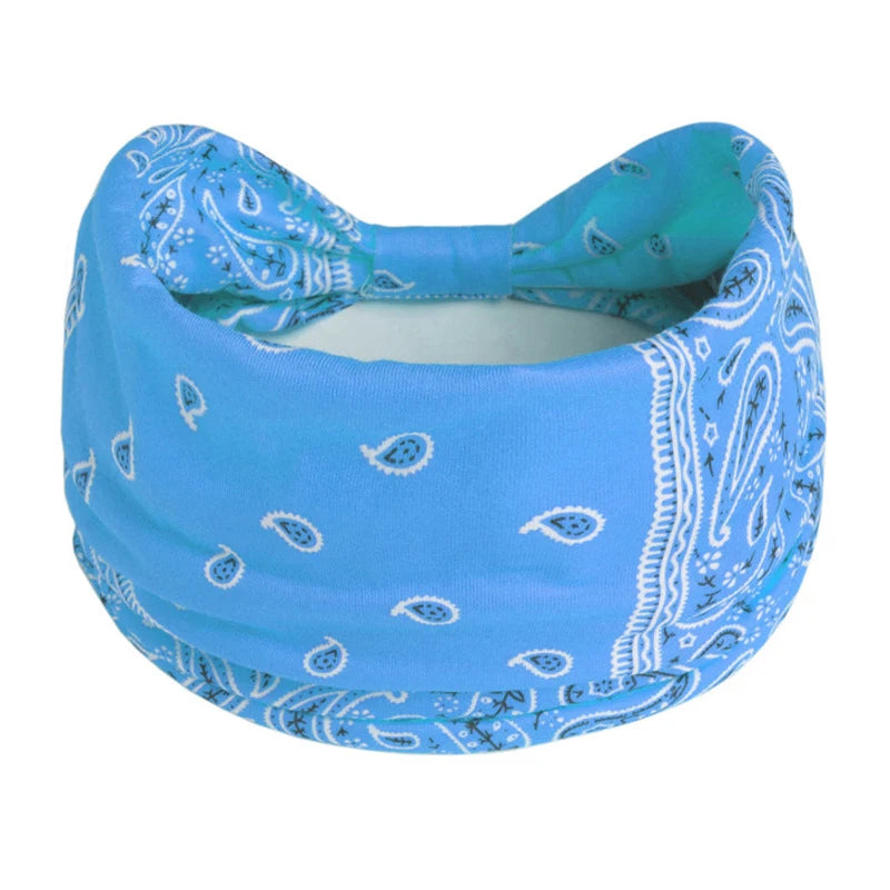Wide Printed Bandanas Hairbands Boho Knot Turbans Yoga Elastic Head Wrap Women Headband Headwear Fashion Hair Band Accessories