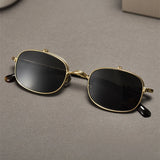 Vintage Titanium Square Glasses Frame with Flip Up Sunglasses Women Brand Designer Eyeglasses Men Trendy Semi Rimless Eyewear
