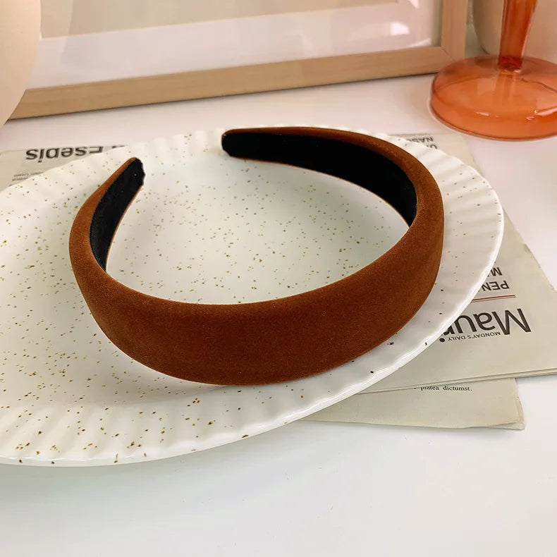 SWINATE Fashion Women Basic Black Velvet Hairband Double Size Headband Stretch Hair Hoop Simple Plain Style Easy For Wearing