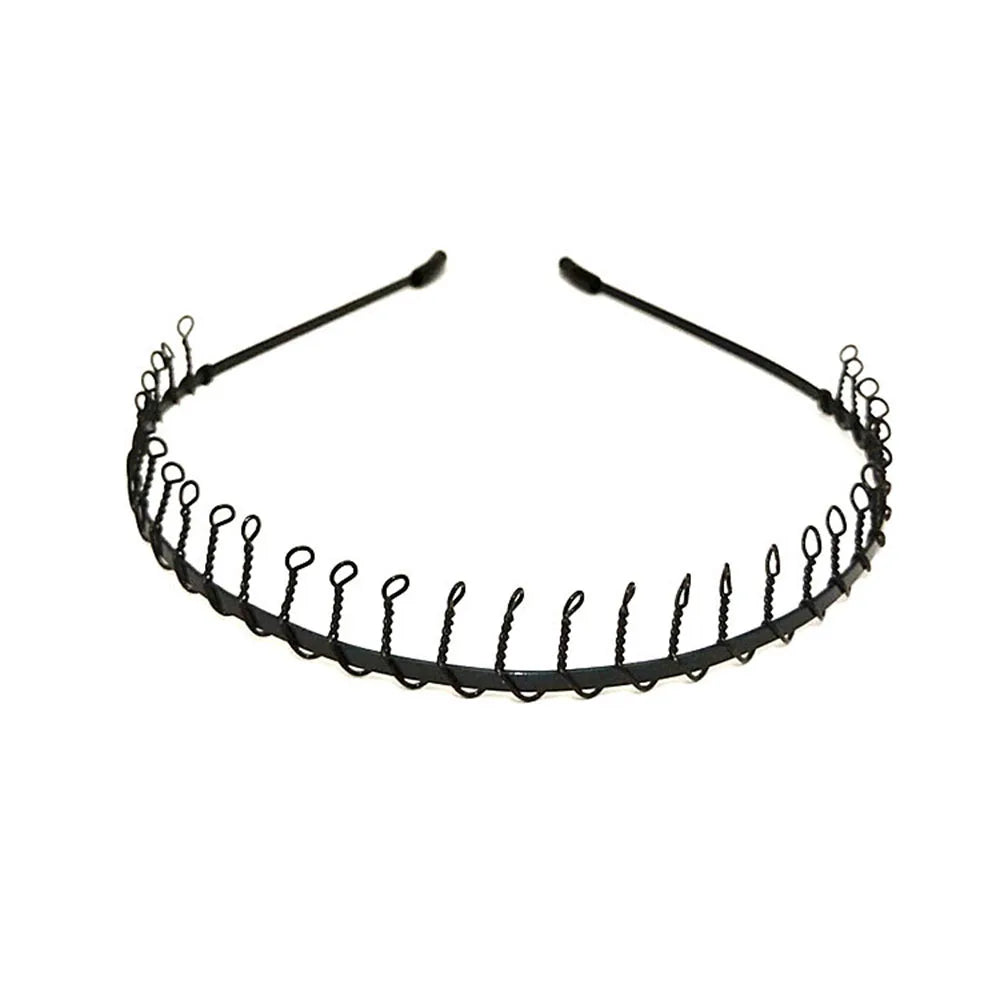 Black Metal Wavy Headband Men Women's Hair Band Head Hoops Bands Headwear Sport Headbands Hairband Bangs Holder Hair Accessories