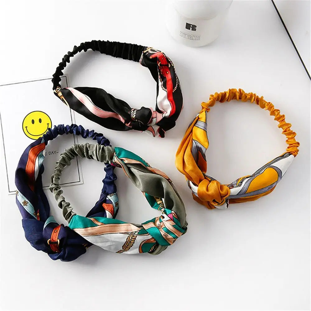 Korean Style Summer Lovely Hairband Women Hair Accessories Turban Twist Cross Headwrap Girl Floral Elastic Knotted Headwear