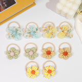 10Pcs/Set Girls cute Hair Loop Childrens Hair Ties with Flowers Elastics Ponytail Holders Pigtails Rubber Band Hair Accessories