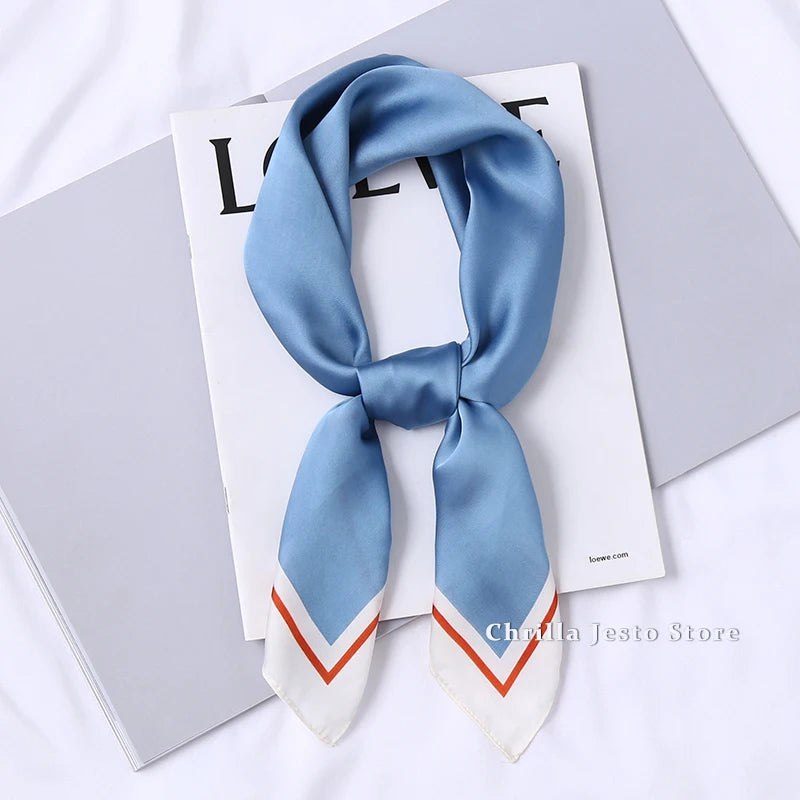 Spring Autumn Ladies Business Wear Decoration Solid Colour 70x70cm Small Square Handkerchief Gift Soft Imitated Silk Scarf