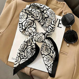 Fashion Luxury Brand 70cm Silk Square Scarf Women Satin Neck Tie Female Hair Bandana Headkerchief Shawl Wrap Hijab Echarpe