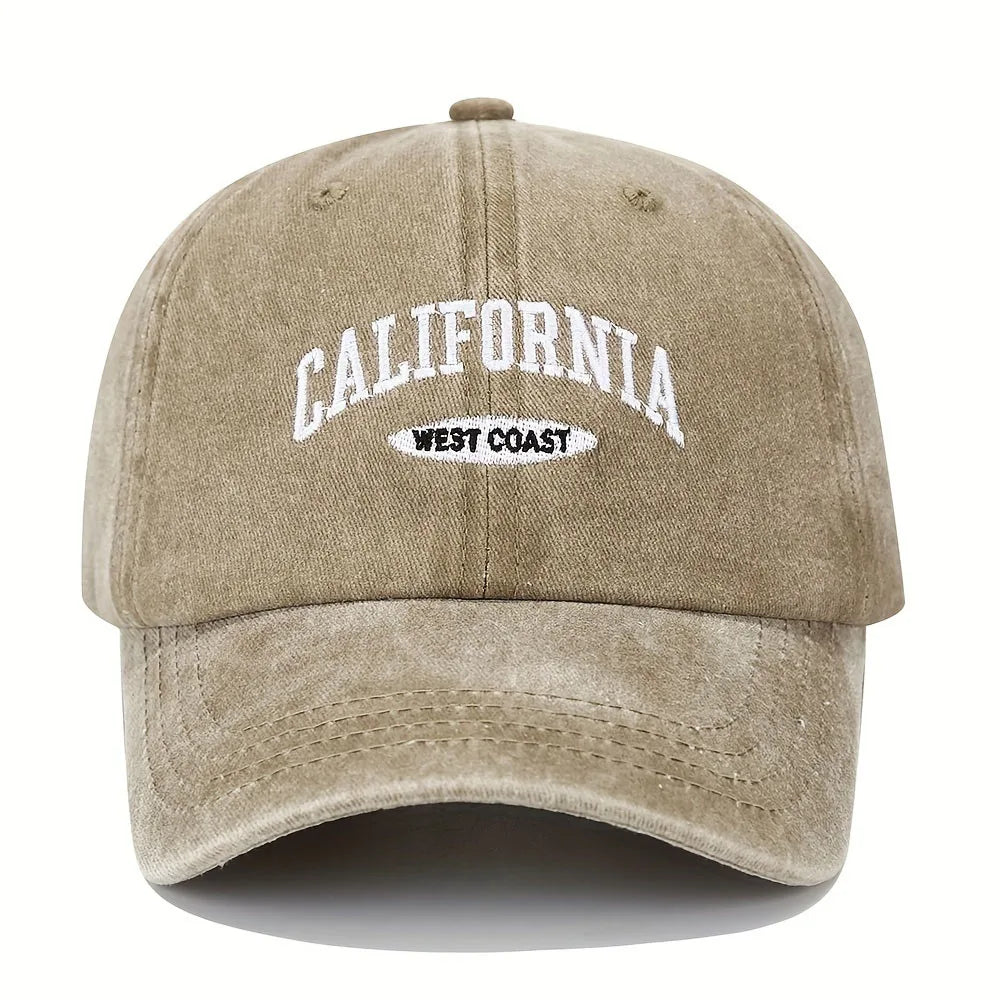 1PC Embroidered Baseball Cap On The West Coast Of California Vintage Style Pointed Hat Lightweight Hat Sun Resistant Sport Hat