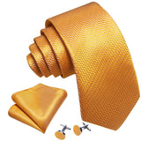 Classic Gold Silk Men Necktie Fashion Stripe High Quality Handkerchief Cufflinks Set Wedding Male Ties Business Party Barry.Wang