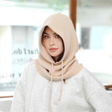 A Women Winter Beanie Hats One-Piece Knit Balaclavas Mask  Neck Circle Scarf Ski Snow Hat