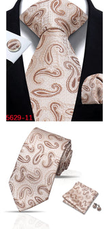 Mens Tie Paisley Jacquard Woven 8cm Formal Business Wedding Necktie Pocket Square Set Suit Cravat High Quality Handmade Gravata