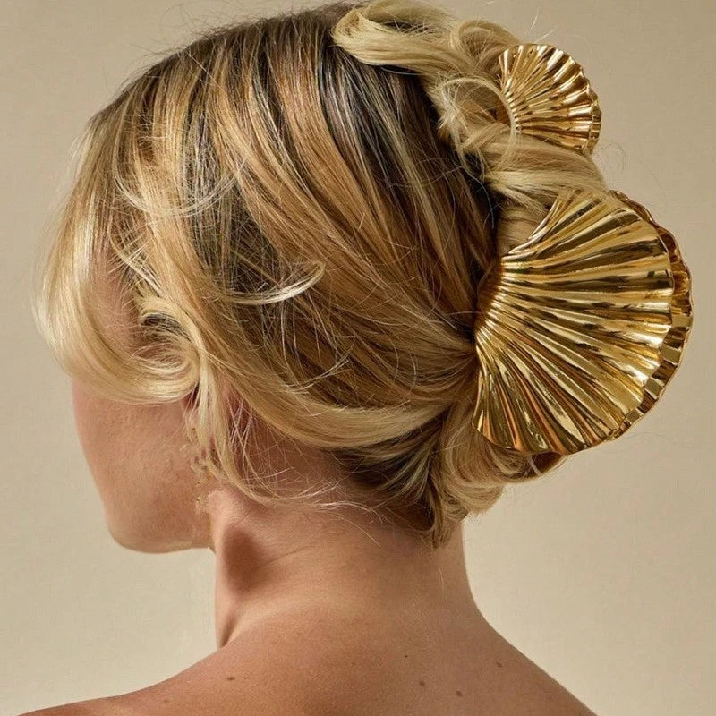 Metal Irregular Texture Shell Shape Hair Claw Clips for Women Girls Hairclip Ponytail Hair Pins Fashion Jewelry Hair Accessories