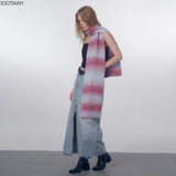 IOOTIANY New Winter Warm Striped Shawl Scarf Wool Blend Gradient Colour Knitted Wool Scarve Unisex Casual Line Shawl