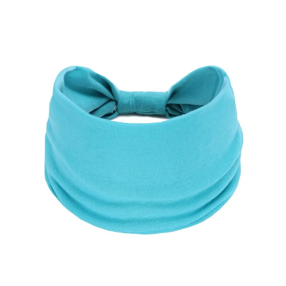 Fashion Solid Color Wide Hair Band Elastic Knotted Yoga Hairband Sports Headband Women