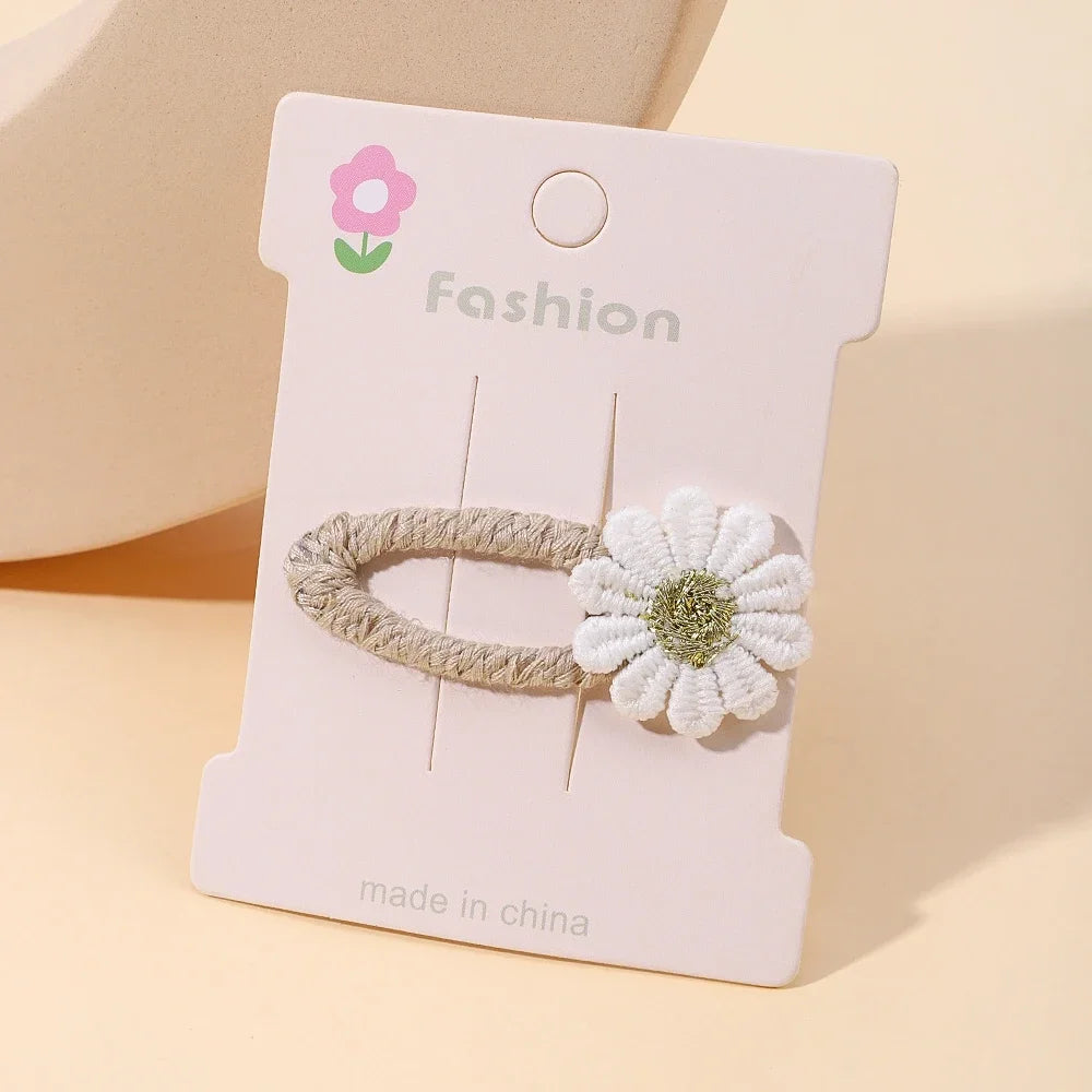 1pcs Ins Daisy Flower Hair Clips Baby Girl Hairpins for Kids Lace White Barette Princess Hooks Infant Accessories Korean