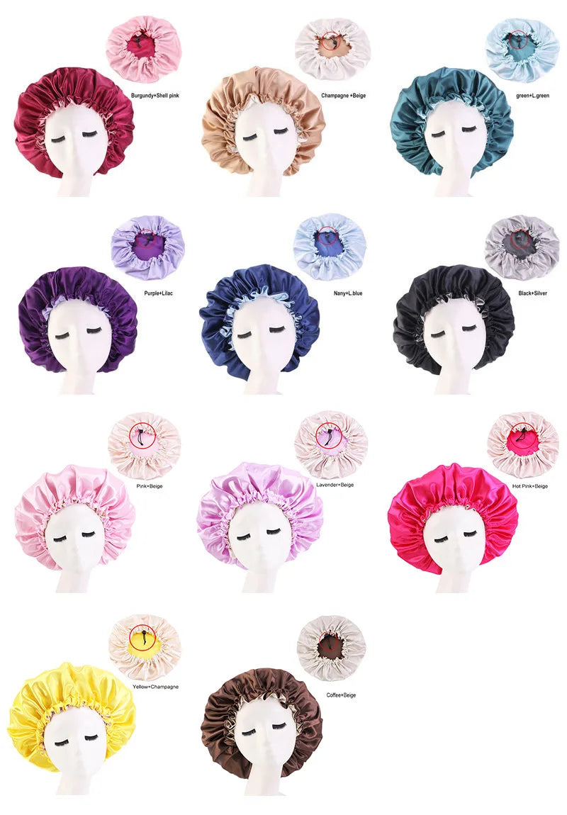 Double-Sided Sleeping Hat Adjustable Nightcap Bathing Hat Girl Sleep Protector Tool