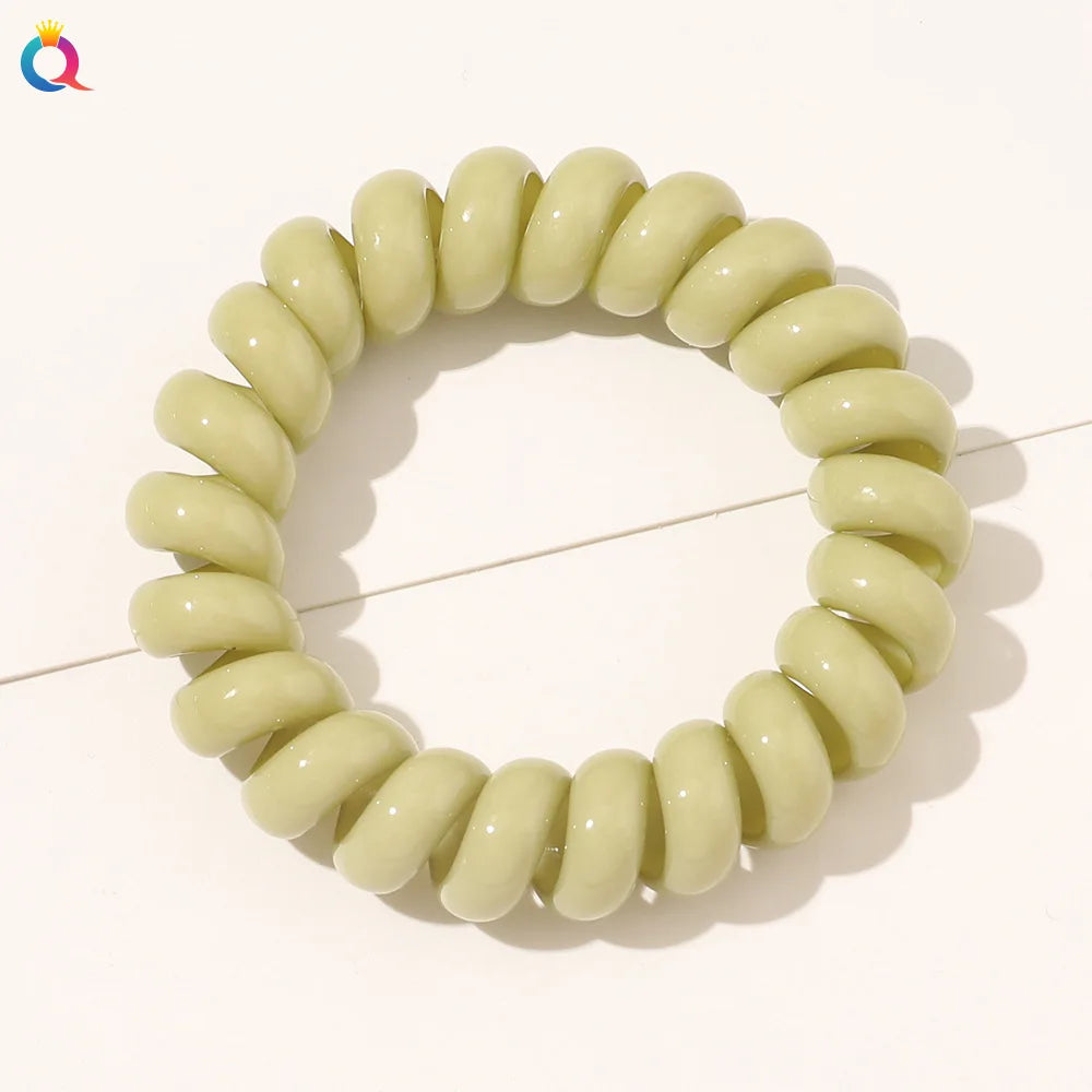 High Elasticity Telephone Coil Hairbands Women Spiral Hair Ties Girls Hair Rings Rope Solid Color Hair Accessories Gum Scrunchy