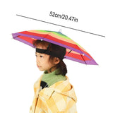 Children Rain Umbrella Hat Portable Foldable Outdoor Headwear Shade Head Hats Cap Beach Sun Camping Kids Waterproof Fishing K5F9