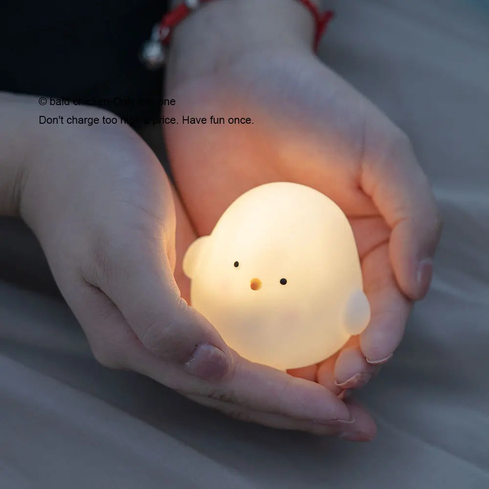 Cute Chicken Soft Lighting Small Night Light Bedside Lamp Decoration Bedroom Atmosphere Light Girl Children GIft