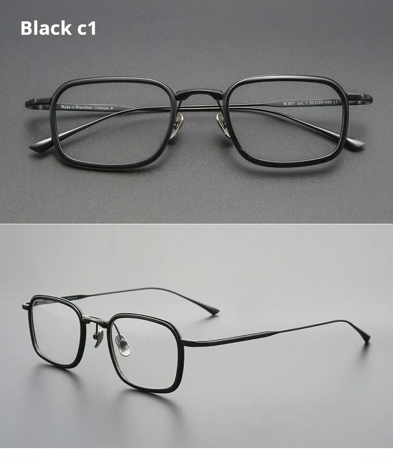 TFTB Retro All Pure Titanium Men's Glasses Luxury Square Small Framework Ultralight Optical Prescription Eyeglasses Frame 142mm