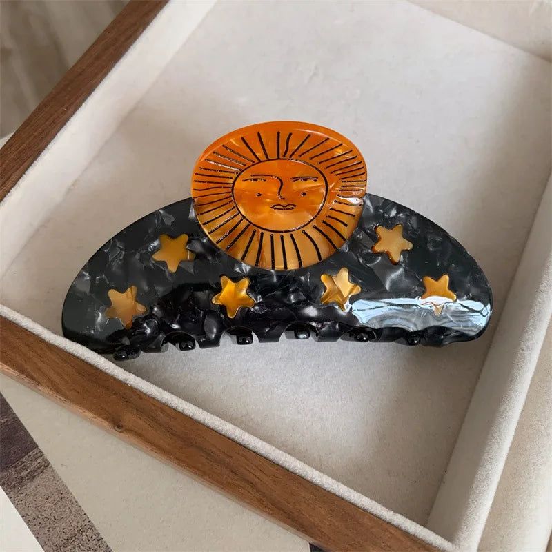 Creative Funny Acetate Sunflower Star Snail Hair Clip Claw For Women Medieval Sun Female Shark Hairpin Hair Accessories Tool