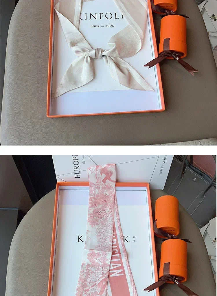 Women's Daily Wear Headbands Bags Handles Silk Scarves Simulated Silk Streamers French Versatile Headbands Scarves Gifts