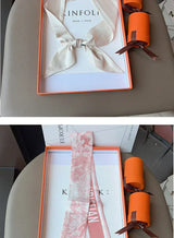 Women's Daily Wear Headbands Bags Handles Silk Scarves Simulated Silk Streamers French Versatile Headbands Scarves Gifts