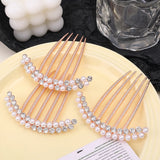 Elegant Pearl Hair Combs Hairpin Women Luxury Crystal Bun Decor Wedding Bridal Hair Claw Clips Hair Jewelry Accessories