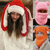 Winter Cartoon Knitting Hat Cute Animal Ear Cosplay Hat Outdoor Sport Hat Woolen Caps Windproof Headwear Balaclava Photo Props