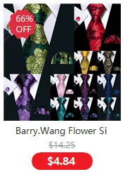 Luxury Silk Mens Ties Set Black Green Leaves Floral Neck Tie Handkerchief Cufflinks Set Wedding Business Party Barry·Wang 5938