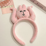 Pink Rabbit Hairband Cute Headband Kawaii Plush Hair Accessory Funny Wide-Brimmed Hairpin Creativity Headdress Gift